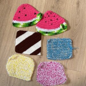Crochet pot holders - dish scrubbies lot of 6